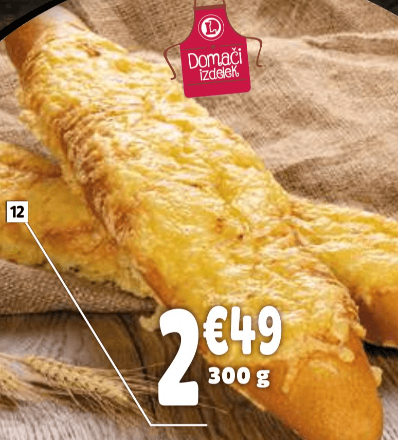 ČESNOVA BAGETA 300 g - Akcija v trgovini E.Leclerc