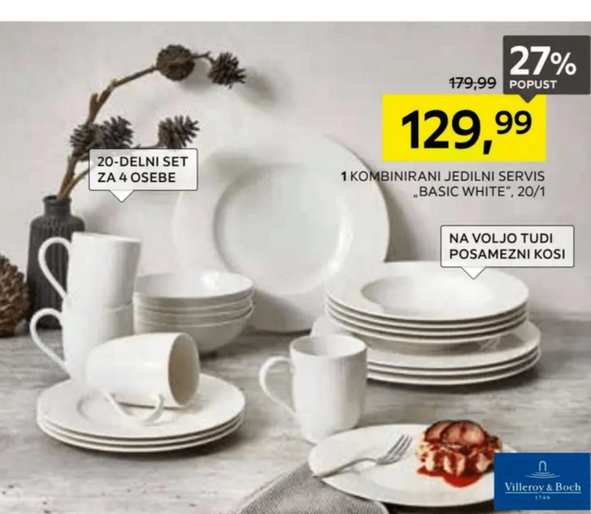 Kombinirani jedilni servis Basic White 20/1 - Akcija v trgovini Lesnina