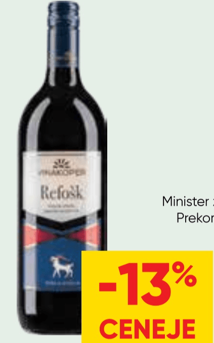 Vino Refošk 1 l Vinakoper - Akcija v trgovini Tuš