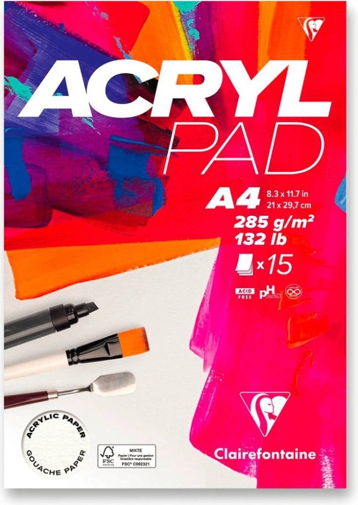Skicirni blok Acryl pad 15 listov, 285 g Akcija v trgovini E.Leclerc