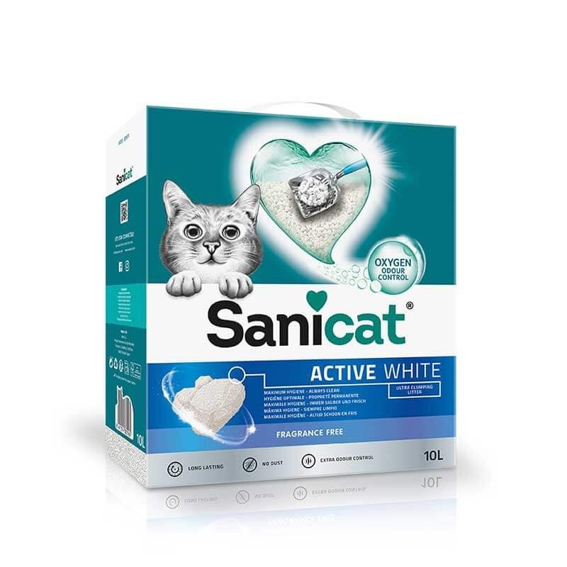 Posip za mačje stranišče Sanicat Active White 10 l Akcija v trgovini Mr. Pet