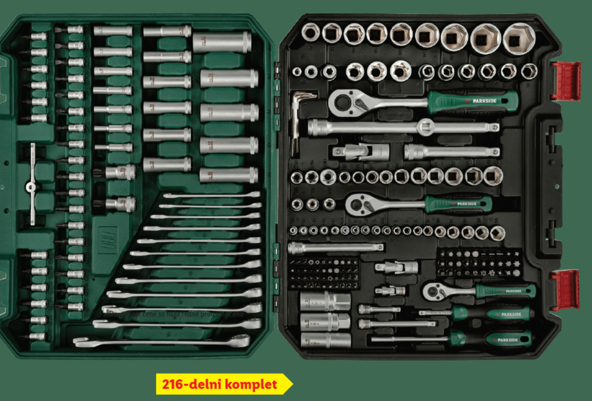 Parkside Komplet nasadnih ključev 216-delni komplet - Akcija v trgovini Lidl