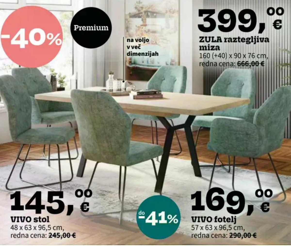 ZULA raztegljiva miza 160 (+40) x 90 x 76 cm - Akcija v trgovini Prima