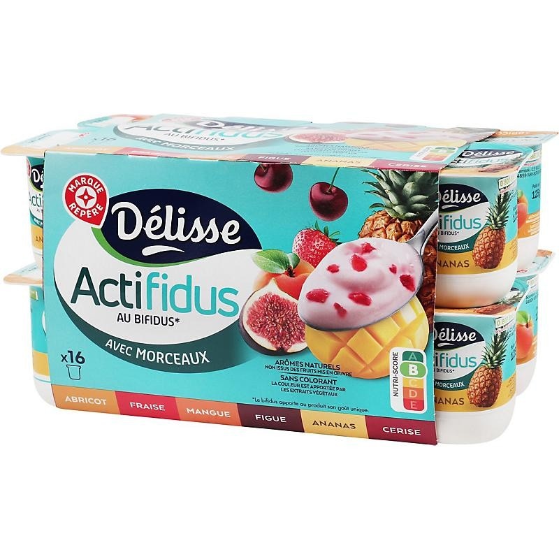 Jogurt z majhnimi koščki sadja Delisse Aux Fruits 16x 125 g Akcija v trgovini E.Leclerc