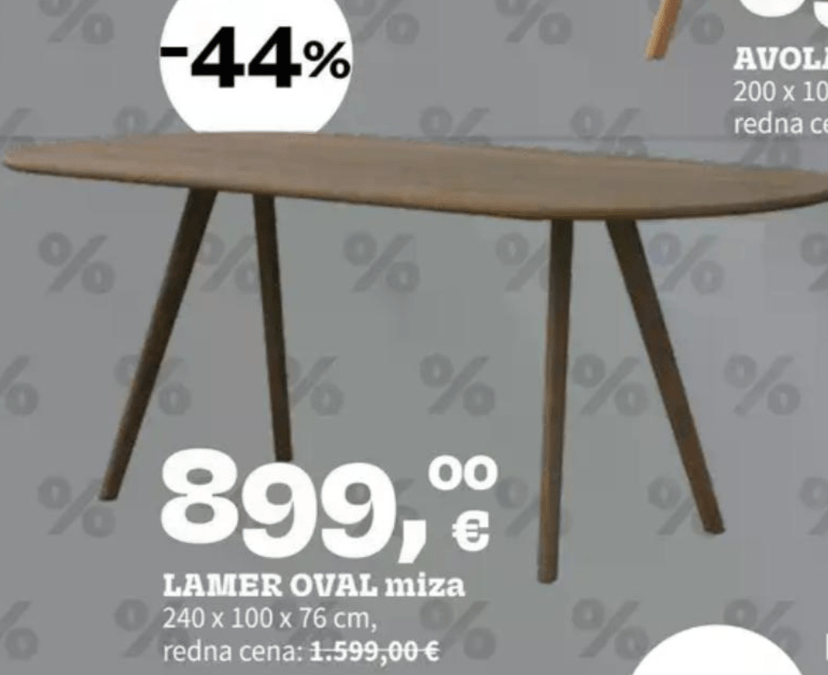 LAMER OVAL miza - Akcija v trgovini Prima