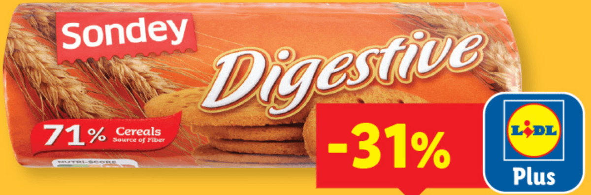 Sondey Pšenični keksi Digestive 400 g - Akcija u trgovini Lidl