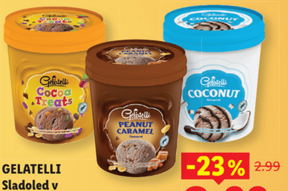 Gelatelli Sladoled v lončku s koščki Cocoa Treats 460 ml - Akcija v trgovini Lidl