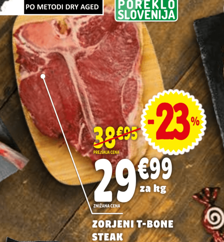 Zorjeni T-Bone steak E.Leclerc - Akcija v trgovini E.Leclerc