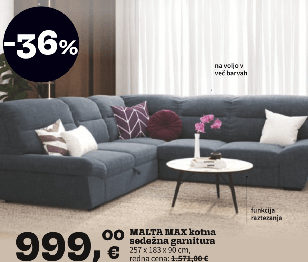 MALTA MAX kotna sedežna garnitura - Akcija v trgovini Prima
