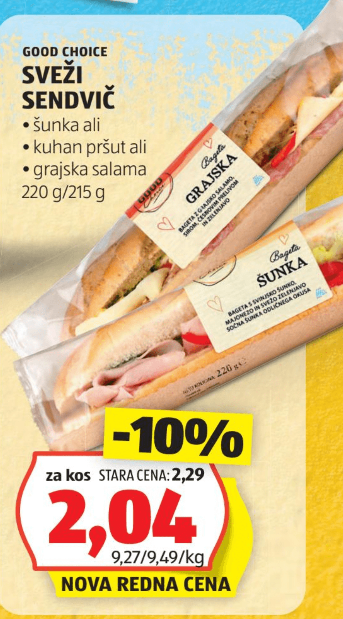 GOOD CHOICE Sveži sendvič 220 g/215 g - Akcija v trgovini Hofer