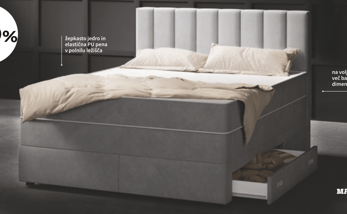 MARLI boxspring postelja 160 x 200 cm - Akcija v trgovini Prima