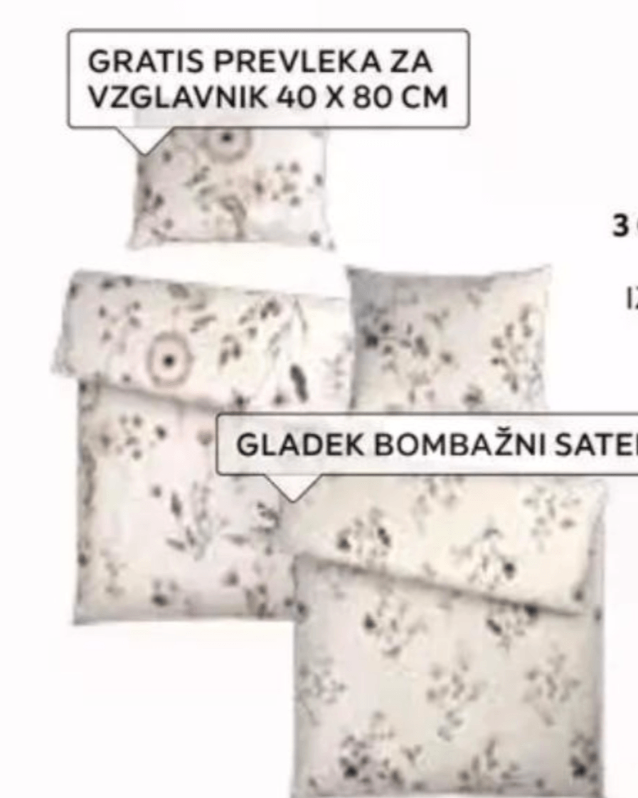 Obojestranska posteljnina iz satena "CELIN" 60 X 80 + 40 X 80/140 X 200 cm ESPOSA - Akcija v trgovini Lesnina