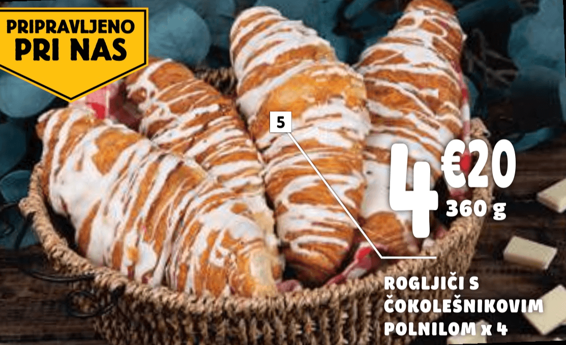 Rogljiči s čokolešnikovim polnilom x 4 - Akcija v trgovini E.Leclerc