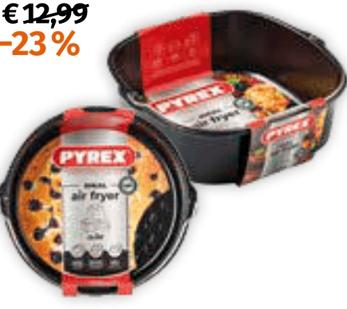 Pyrex Airfryer kovinski kalup kvadratni 1,9l 22 x 21 x 7,5 cm ali okrogli 1,6l 20 x 19 x 7,9 cm - Akcija v trgovini Mueller