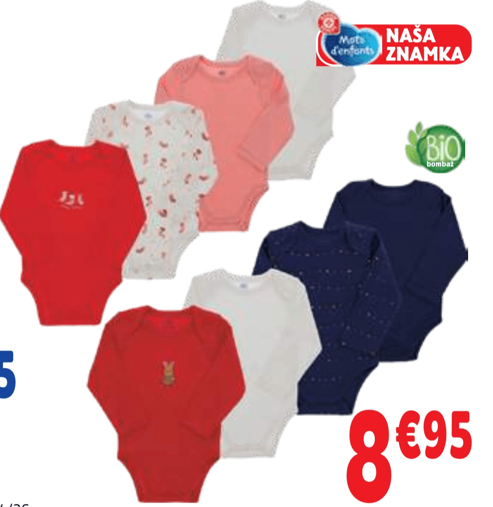 Otroški bodi 4X Mots d'enfants - Akcija v trgovini E.Leclerc