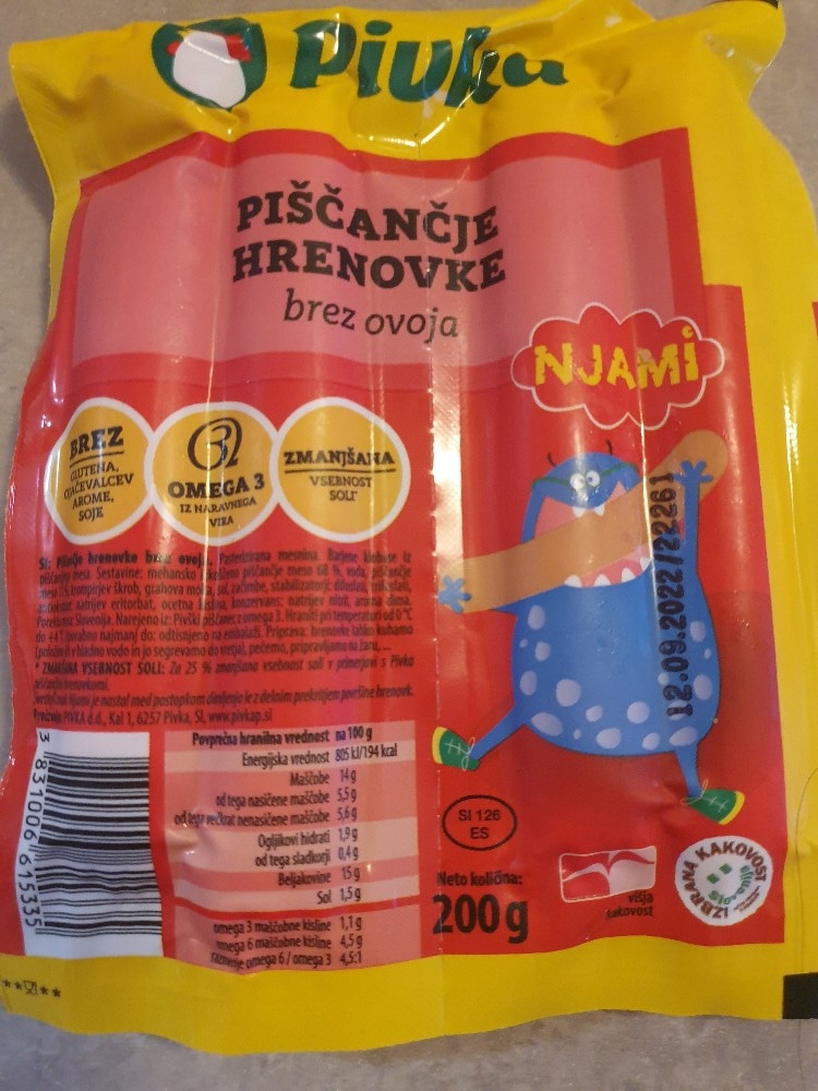 Piščančje hrenovke IK 200 g Njami, Pivka - Akcija v trgovini Spar