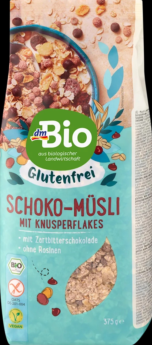 dmBio muesli s čokolado brez glutena 375 g Akcija v trgovini Dm