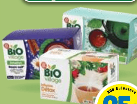 Čaj Bio Village 20 vrečk - Akcija v trgovini E.Leclerc