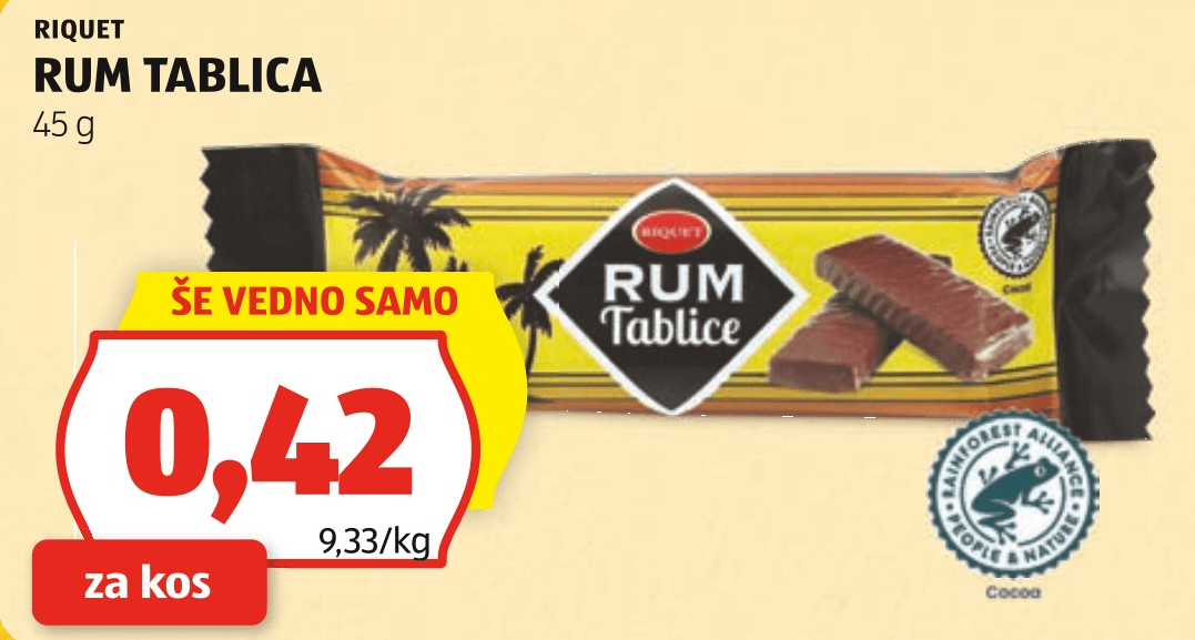 Riquet Rum tablica 45 g - Akcija v trgovini Hofer