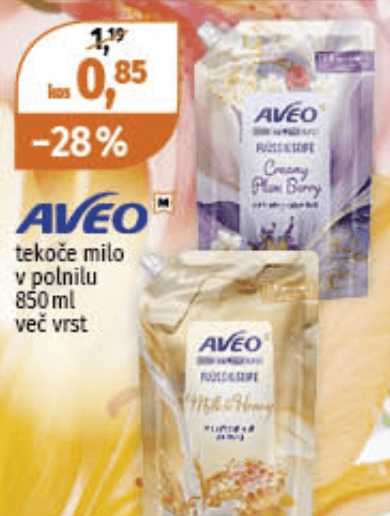 Aveo tekoče milo v polnilu 850 ml - Akcija v trgovini Mueller