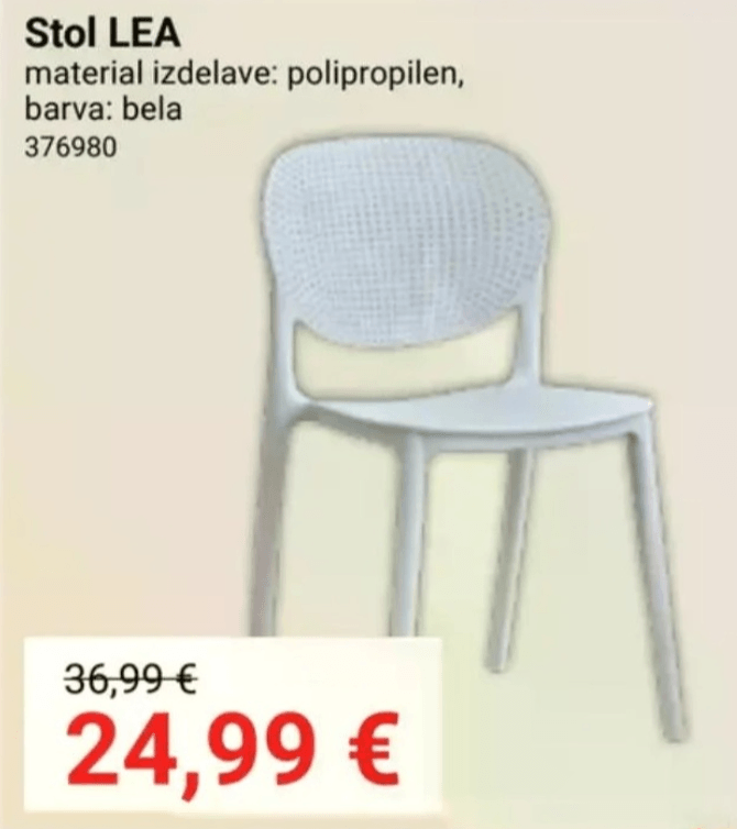 Stol LEA - Akcija v trgovini Pevex