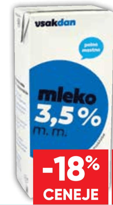 Mleko Vsakdan 1 L - Akcija v trgovini Tuš