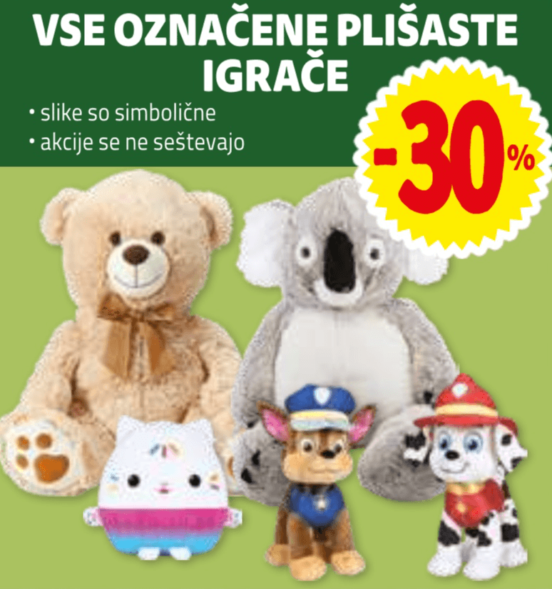 VSE OZNAČENE PLIŠASTE IGRAČE - Akcija v trgovini E.Leclerc