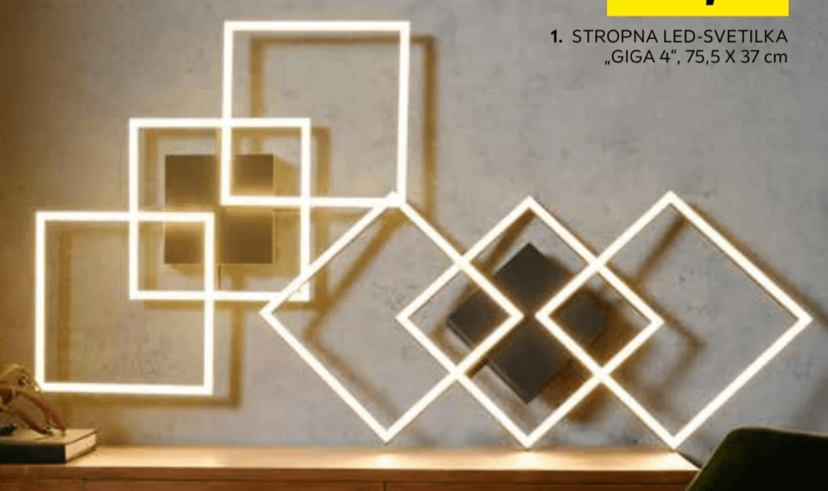 Novel Stropna LED-svetilka "GIGA 4" 75,5 x 37 cm - Akcija v trgovini Lesnina