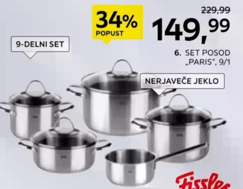 Fissler Set posod PARIS 9/1 - Akcija v trgovini Lesnina