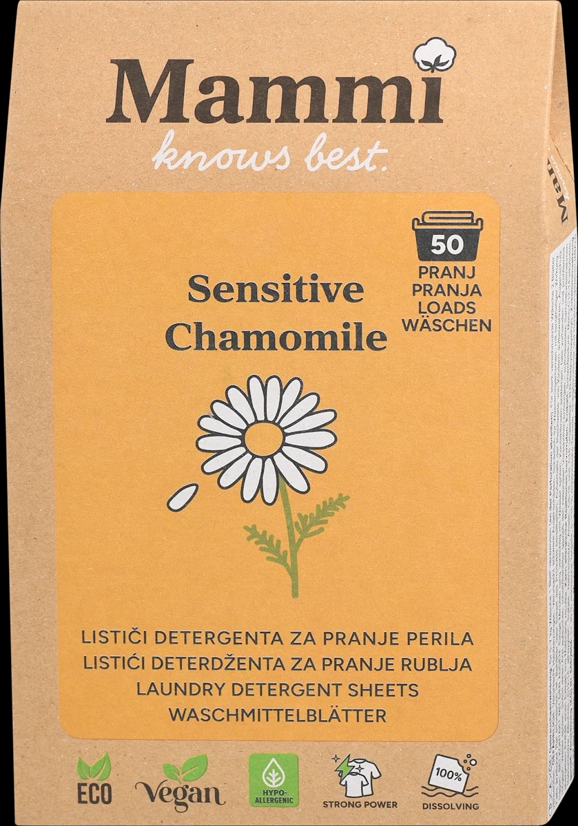 Mammi Sensitive Chamomile detergent v lističih za 50 pranj - Akcija v trgovini Dm