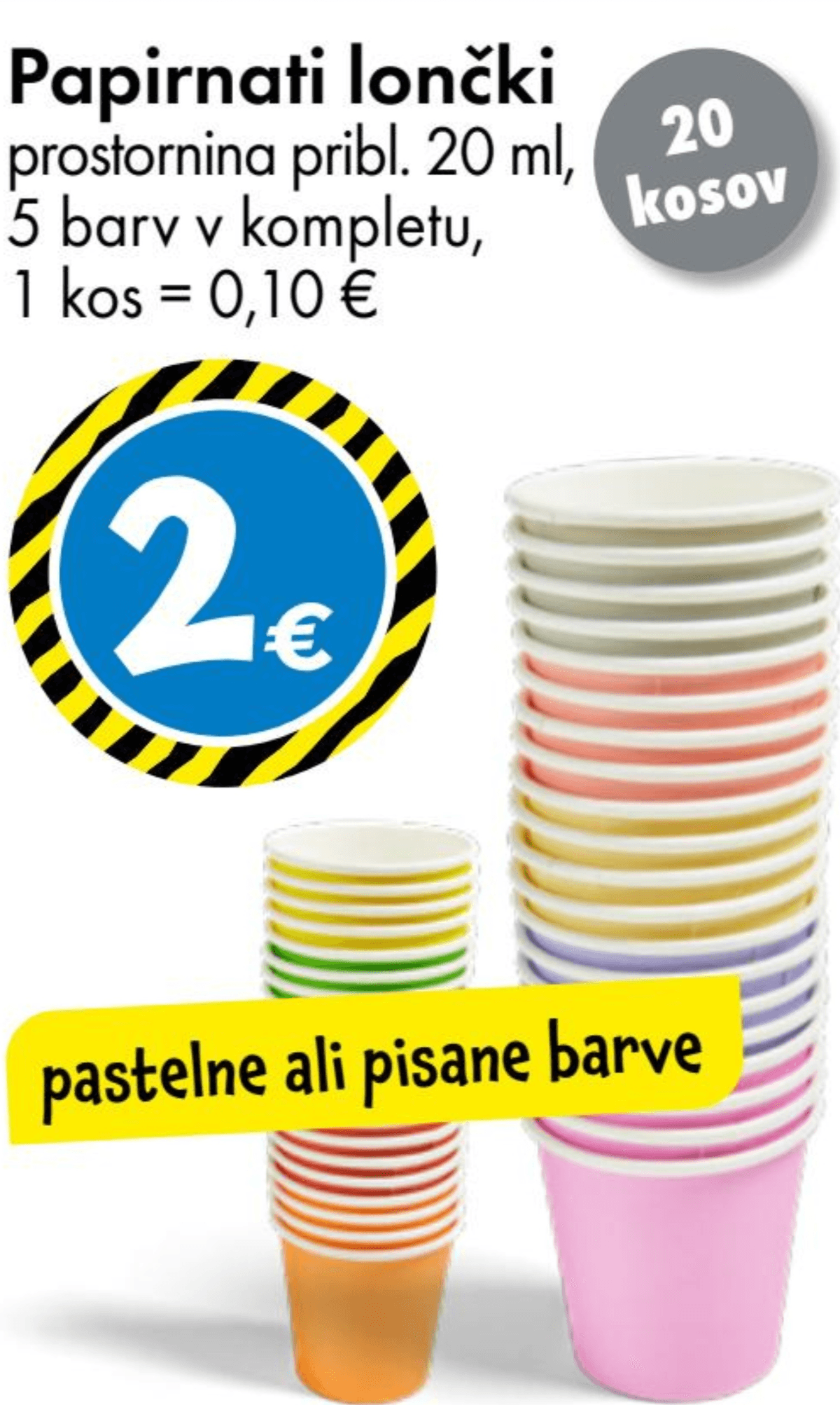 Papirnati lončki 20 kosov - Akcija v trgovini Tedi