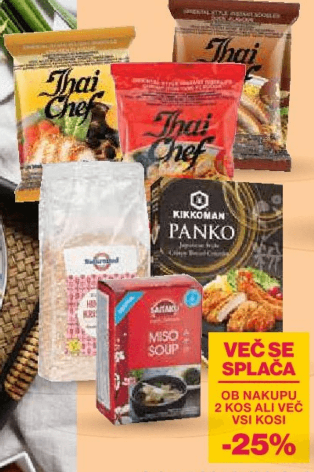 Izbrani izdelki Thai Chef, Kikkoman, Biorganik ali Saitaku Thai Chef, Kikkoman, Biorganik, Saitaku - Akcija v trgovini Mercator