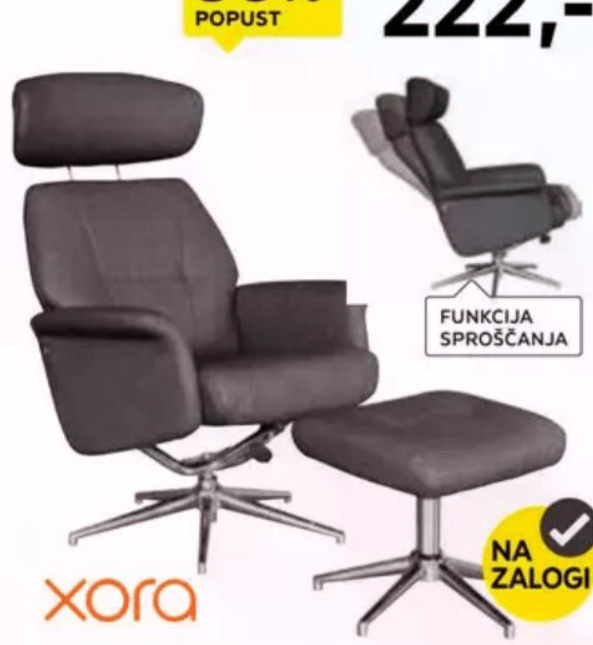 TV-fotelj s taburejem xora - Akcija v trgovini Lesnina