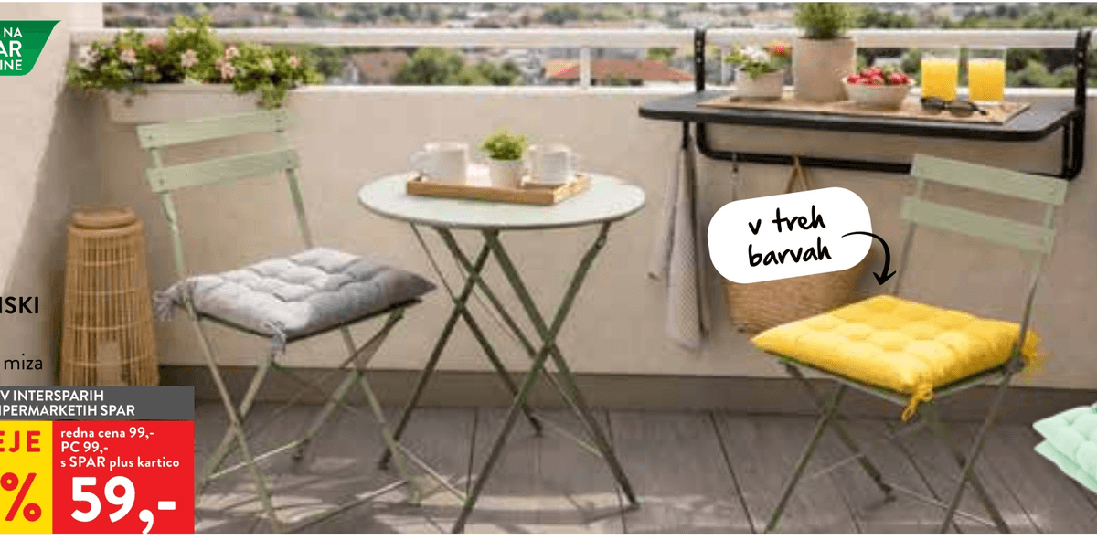 Balkonski set 2 stola in miza Simpex - Akcija u trgovini Spar