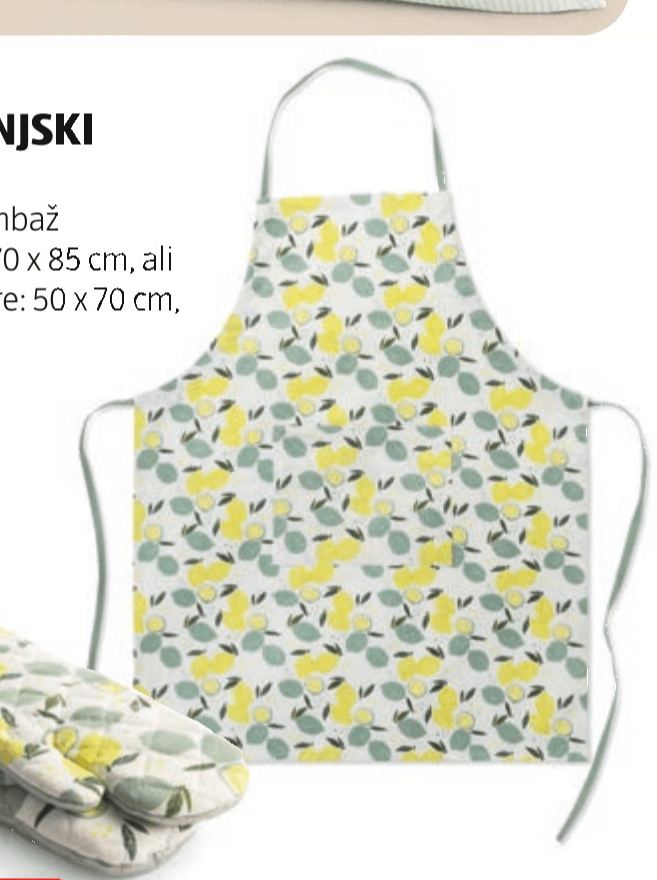 Poletni kuhinjski tekstil Crofton predpasnik: 70 x 85 cm ali kuhinjske krpe: 50 x 70 cm (3 kosi) ali komplet rokavic: 4 kosi - Akcija v trgovini Hofer