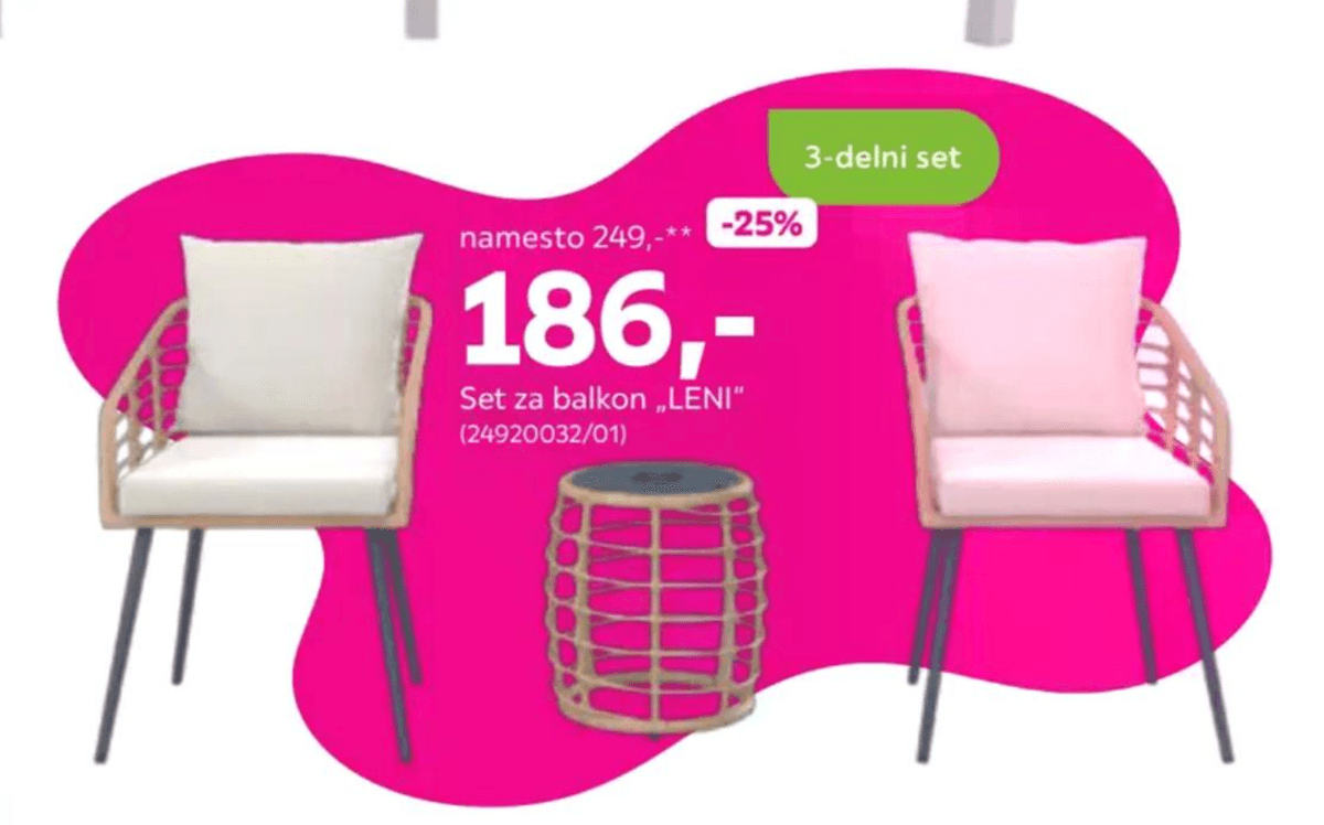 Set za balkon „LENI" 3-delni set - Akcija v trgovini Mömax