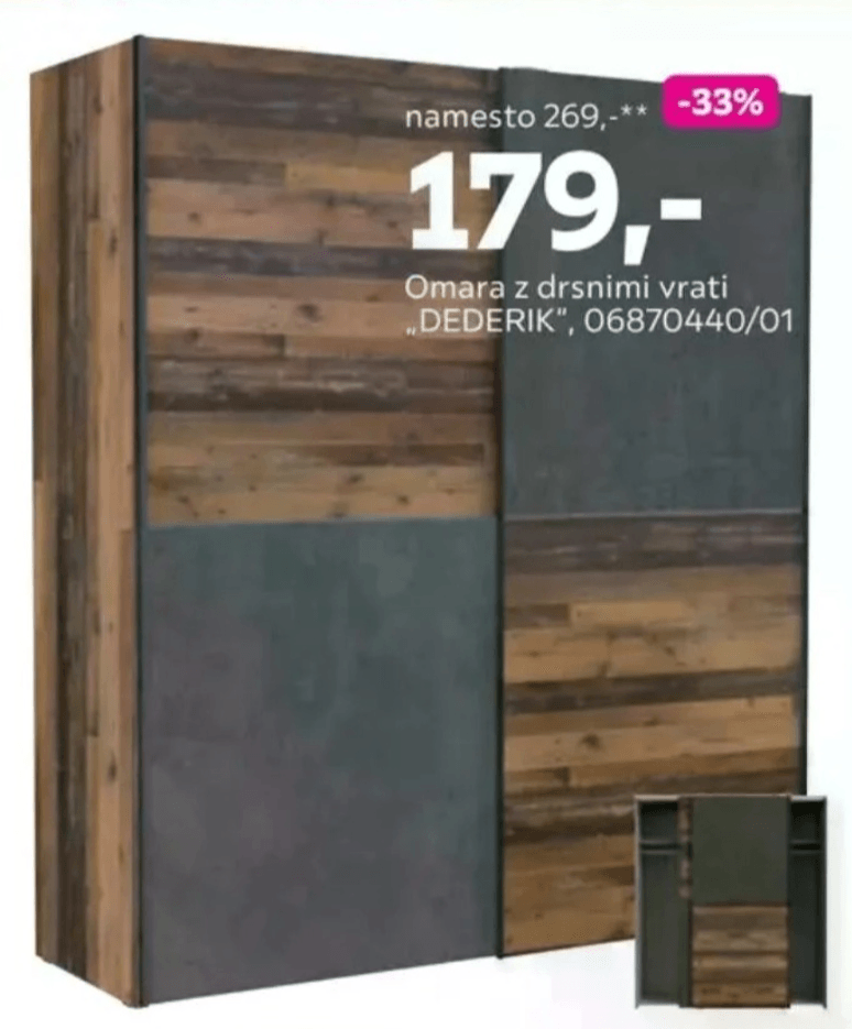 Omara z drsnimi vrati „DEDERIK” - Akcija v trgovini Mömax