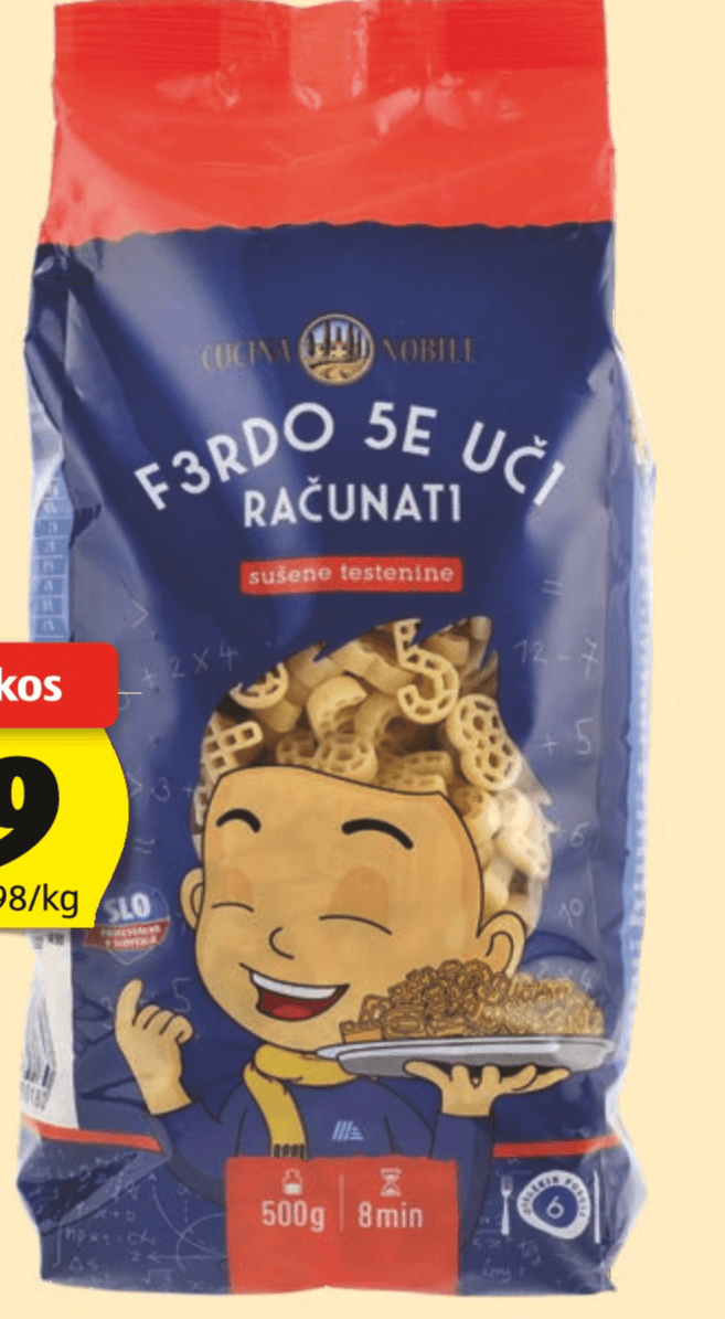 CUCINA FERDO ŠTEVILKE TESTENINE 500 g CUCINA NOBILE - Akcija v trgovini Hofer