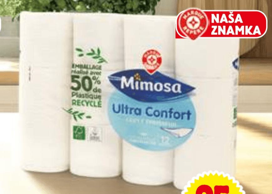 Toaletni papir Mimosa 12/1 - Akcija v trgovini E.Leclerc