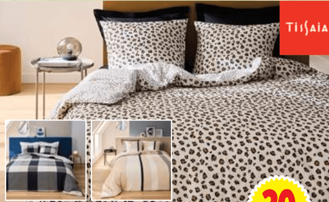 Posteljni komplet Fanfan 140 x 200 + 63 x 63 cm TISSAIA - Akcija v trgovini E.Leclerc