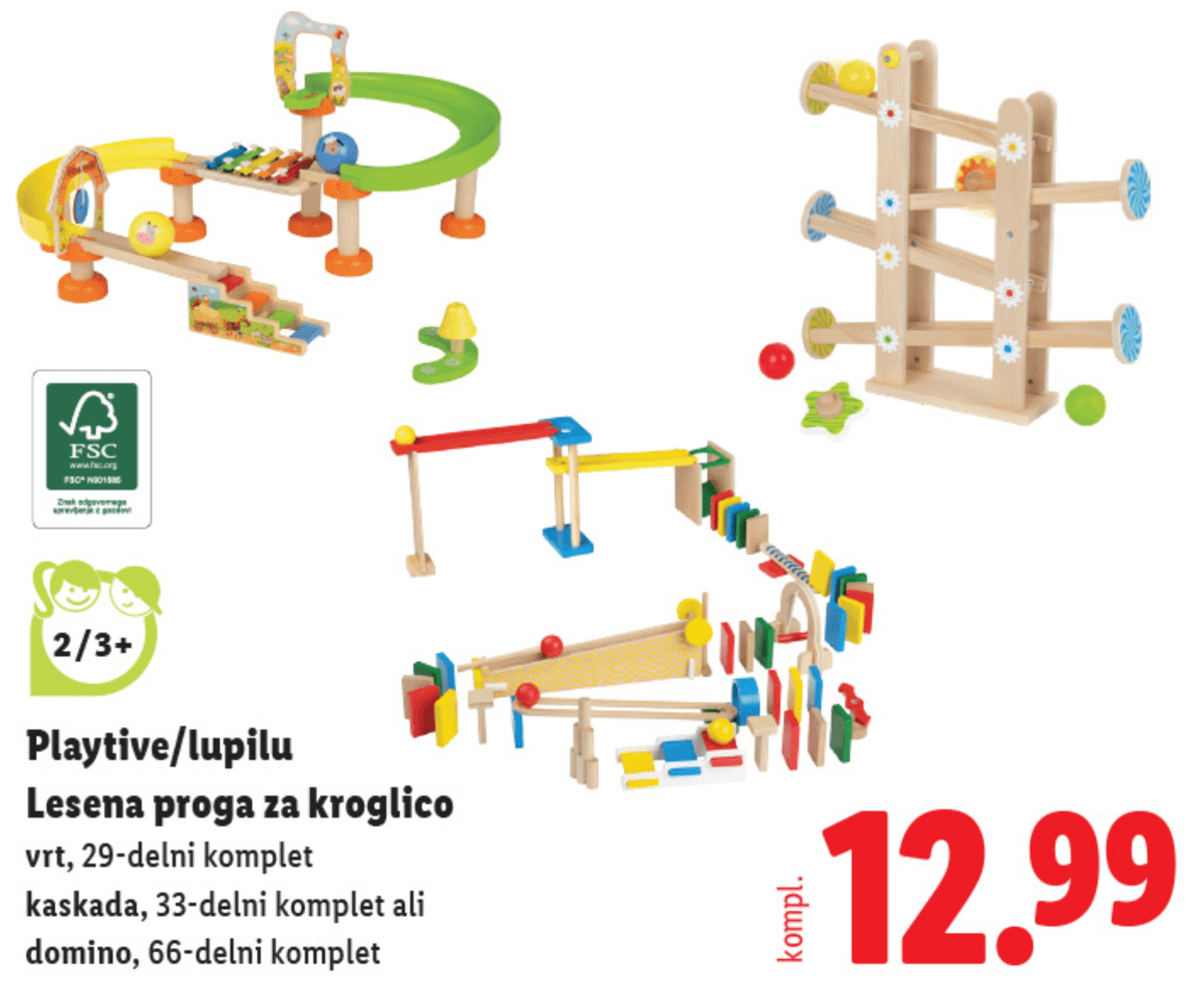 Playtive/lupilu Lesena proga za kroglico - Akcija v trgovini Lidl