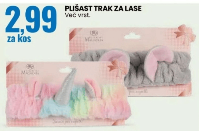 Plišast trak za lase Fiori di Magnolia - Akcija v trgovini Eurospin