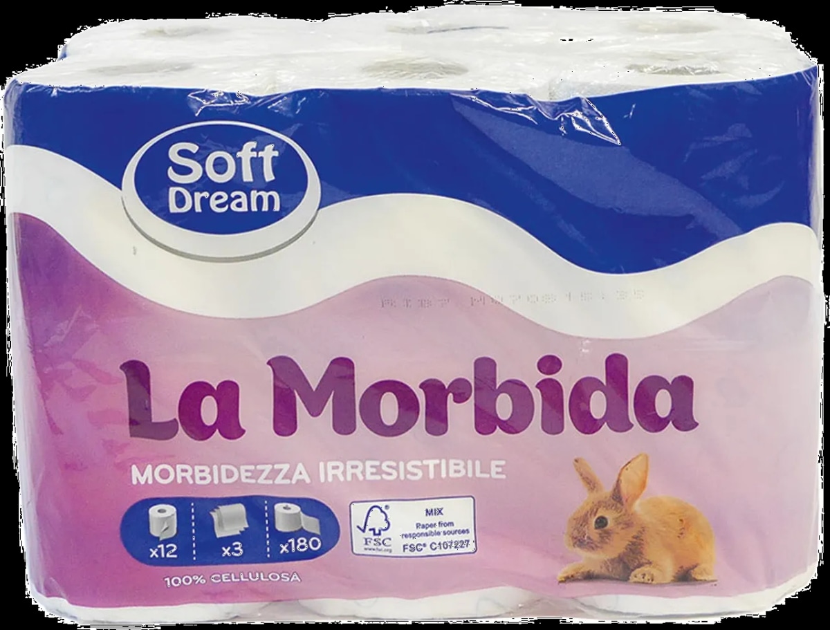 Soft Dream La Morbida Toaletni papir, 3-slojni 24 rol, 180 lističev - Akcija v trgovini Eurospin