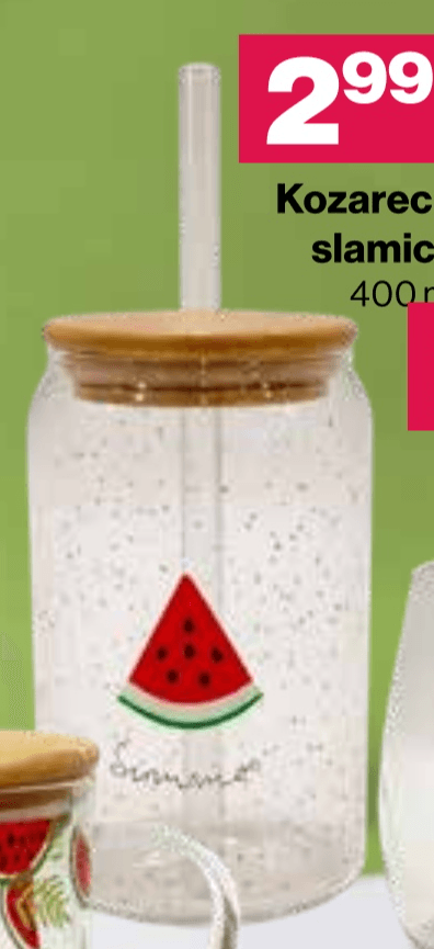 Kozarec s slamico 400 ml - Akcija v trgovini Mercator