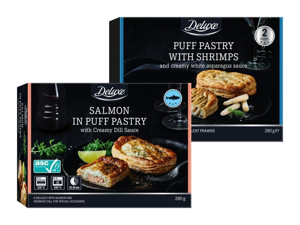 Deluxe Losos/ arktične kozice v listnatem testu 280 g - Akcija v trgovini Lidl