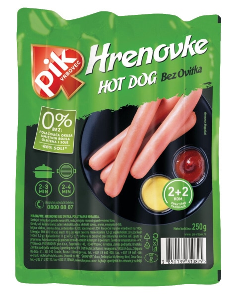 Hot dog hrenovke Pik Vrbovec 250 g - Akcija v trgovini E.Leclerc