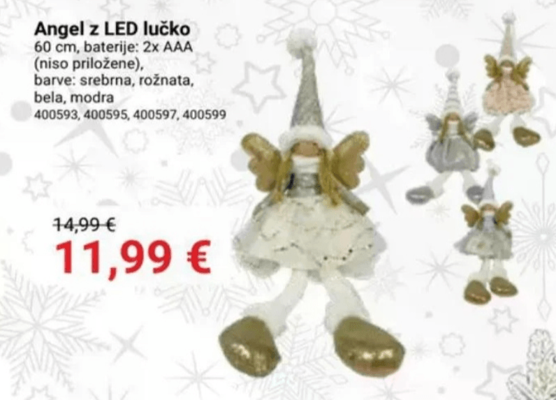 Angel z LED lučko 60 cm - Akcija v trgovini Pevex