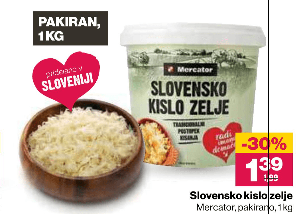 Slovensko kislo zelje 1 kg Mercator - Akcija v trgovini Mercator