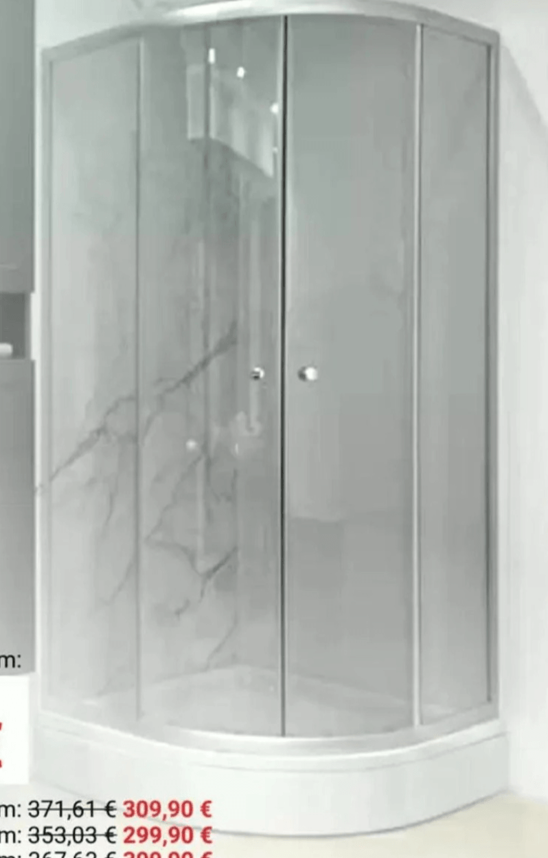 Kabina za prhanje s kadjo GREY polkrožna: 90 x 90 x 205 cm Aquaart - Akcija v trgovini Pevex