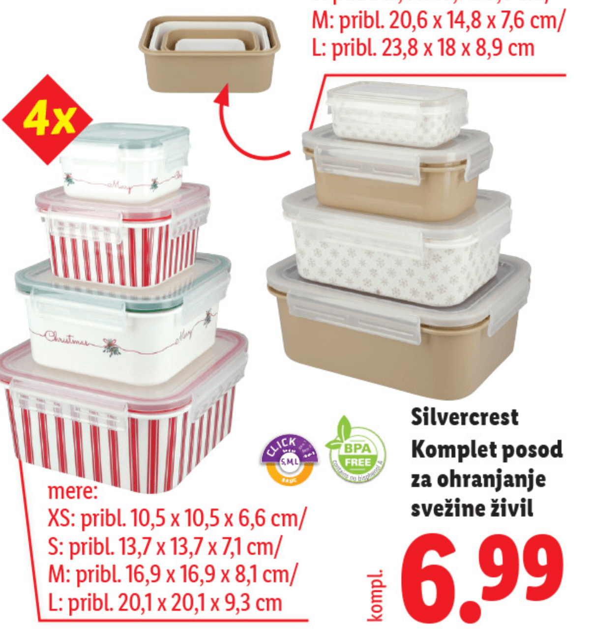 Silvercrest Komplet posod za ohranjanje svežine živil 4x - Akcija v trgovini Lidl
